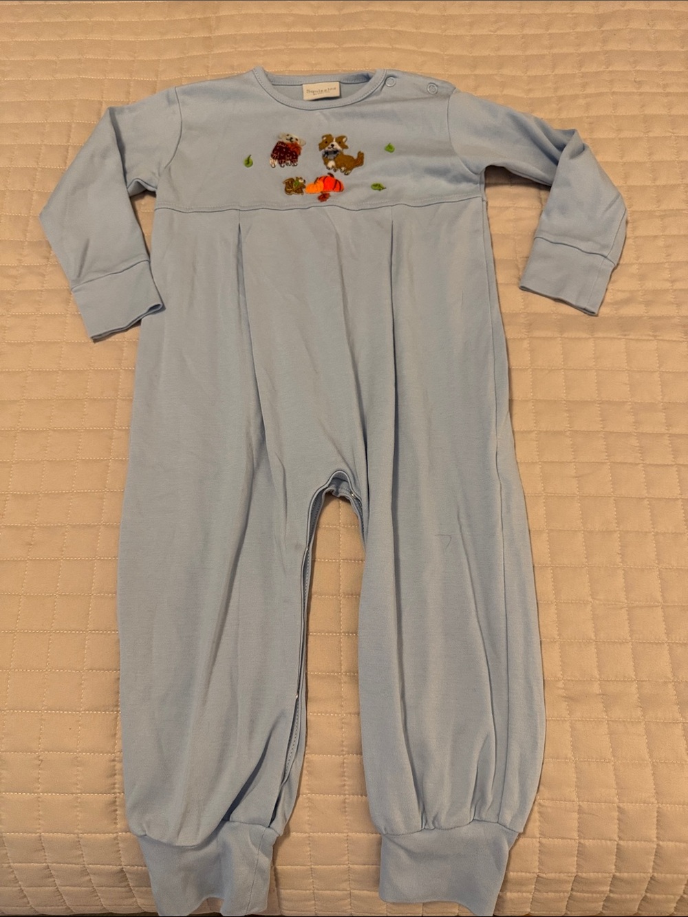 Squiggles by Charlie size 18 months onesie with Fall theme